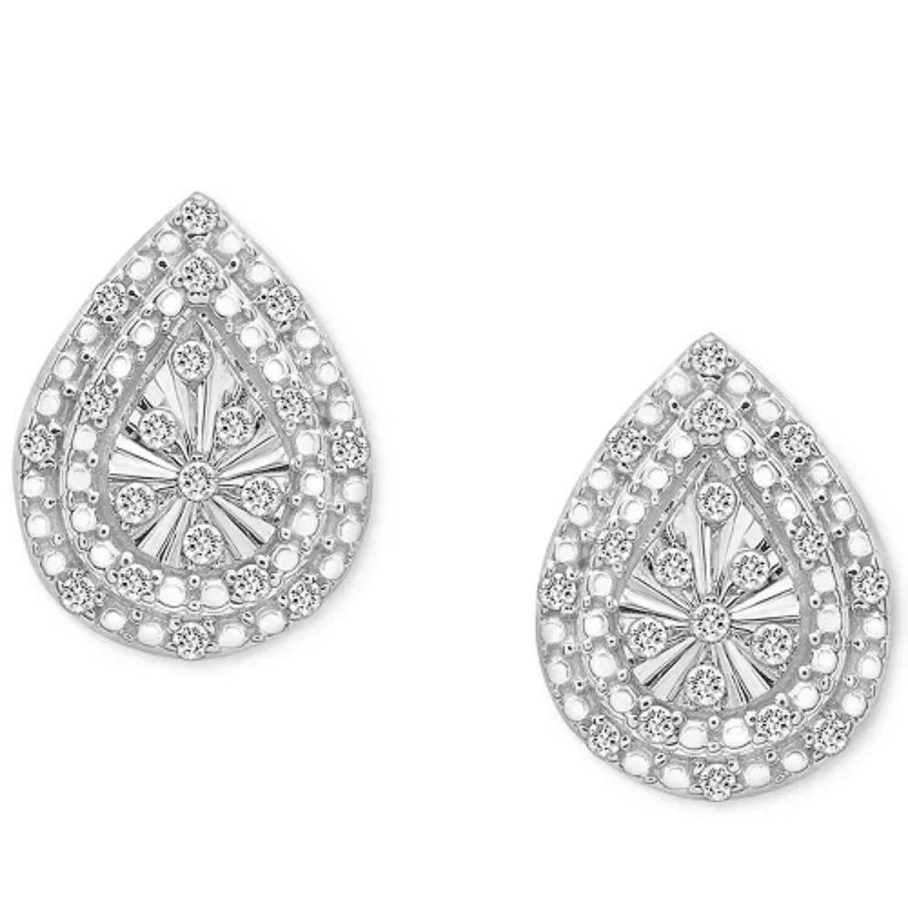 Diamond Pear Cluster Stud Earrings (1/4 ct. t.w.) in Sterling Silver